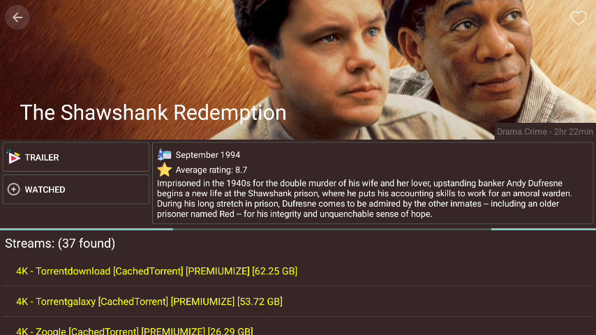 UnlockedFIRE Astro movie detail and streams screen