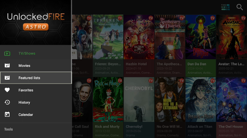 UnlockedFIRE Astro featured lists screen